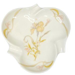 Vintage Ashtray Floral 3 Slot Iris Porcelain Swirl